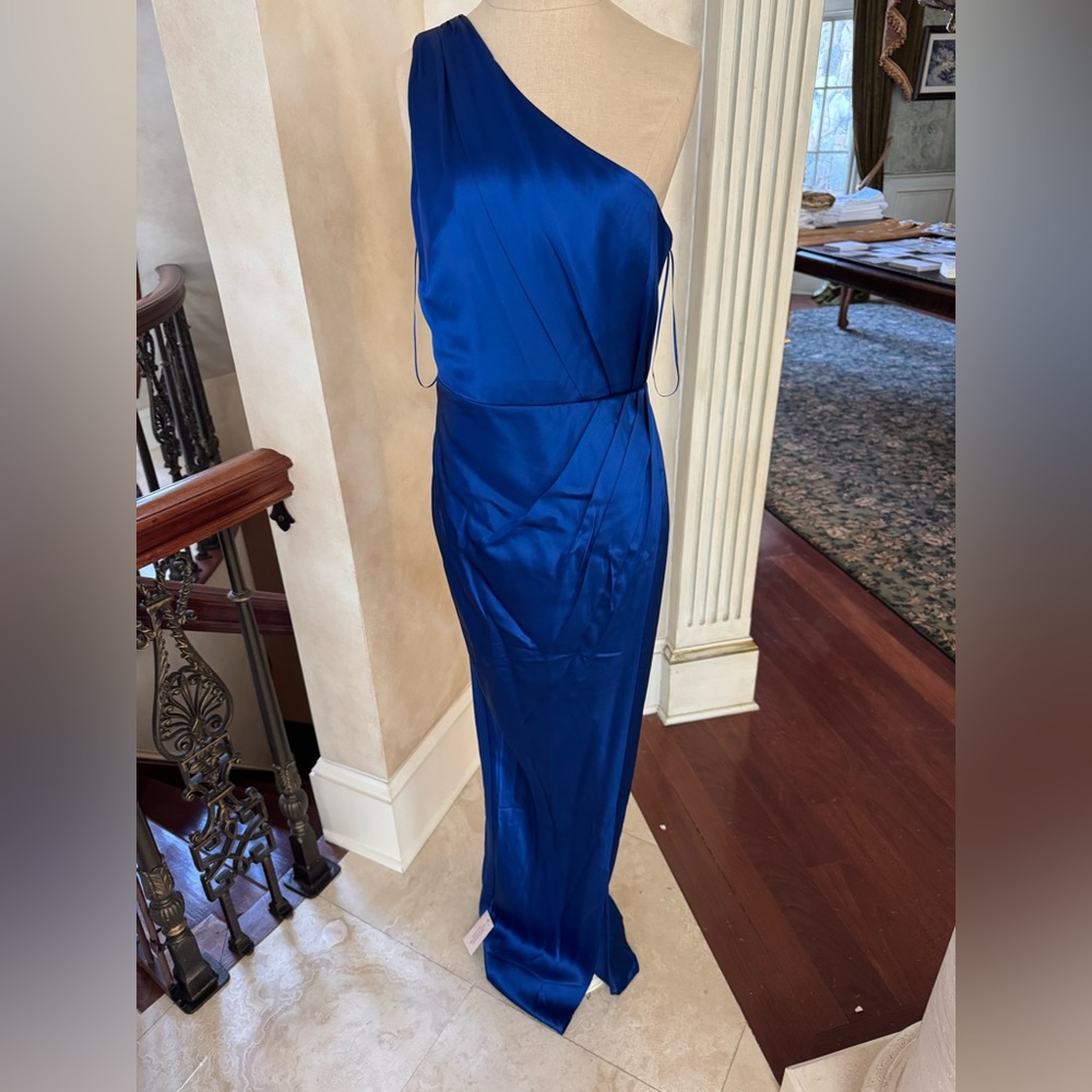 Elegant Blue One-Shoulder Dress